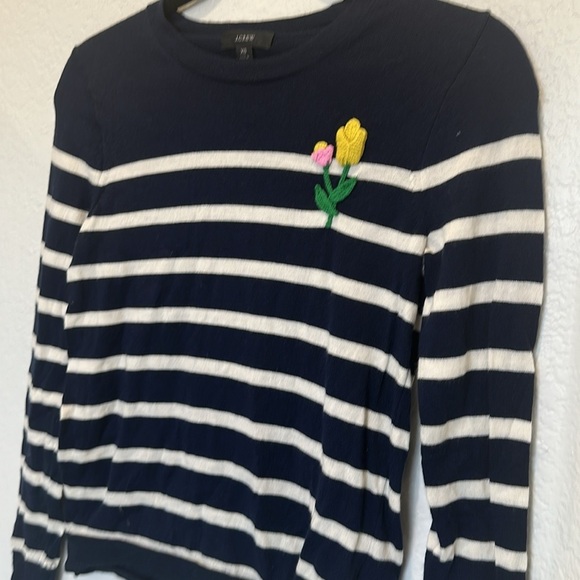 J.Crew Margot crewneck sweater with crochet flower - Picture 7 of 8